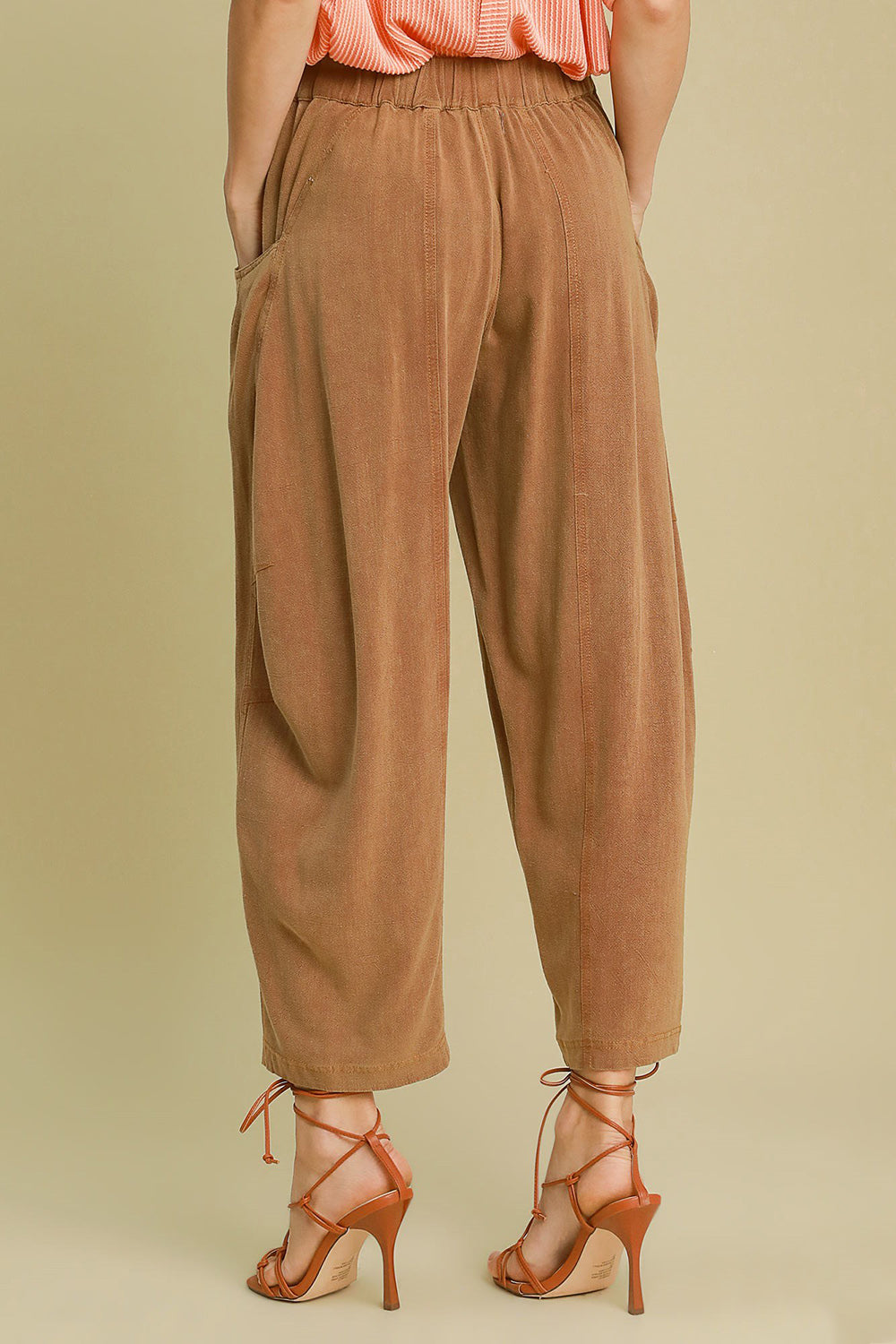 Umgee Elastic Waist Relaxed Fit Pants with Pockets