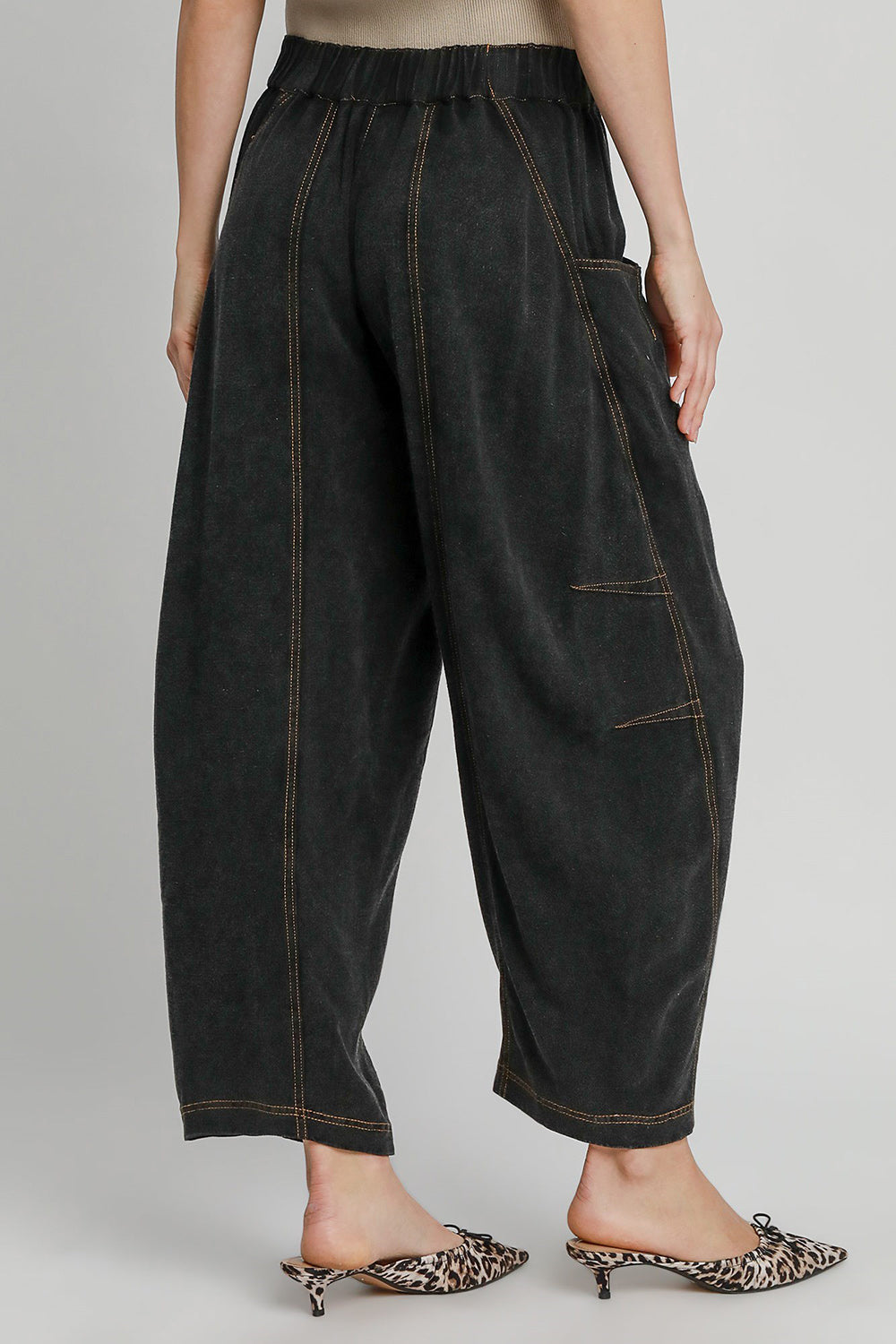 Umgee Elastic Waist Relaxed Fit Pants with Pockets