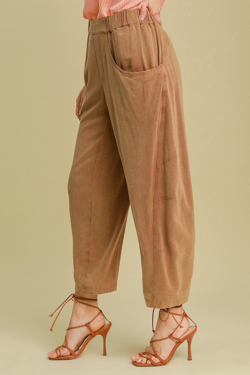 Umgee Elastic Waist Relaxed Fit Pants with Pockets