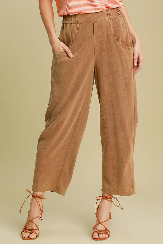 Umgee Elastic Waist Relaxed Fit Pants with Pockets